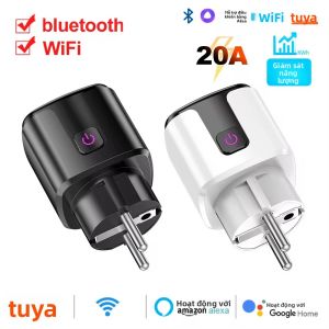 Tuya Smart WiFi + Bluetooth EU Plug Socket 20A Với Bộ Hẹn Giờ Giám Sát Nguồn Điện Khóa Trẻ Em Google Home Alice SmartThings Alexa Tương Thích