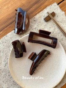 Kẹp Tóc Cỡ Lớn Chocolate Acetate Shark Kẹp Tóc Mùa Xuân Hè Phụ Kiện Tóc Cao Cấp Màu Nâu Kẹp Tóc Thời Trang Mới Về