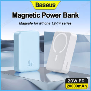 Baseus 20W Magnetic Power Bank แบตสำรองแม่เหล็กแบตเตอร์รี่นอก 20000MAh แบตสำรองชาร์จไร้สายสำหรับ IPhone 12 13 14 15 16 Pro เครื่องชาร์จขนาดเล็กแบบพกพาได้สูงสุด
