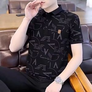 Kaos Polo Pria Mens High-Grade Printing Korean Style Short Sleeve Shirt baju kaos berkerah pria