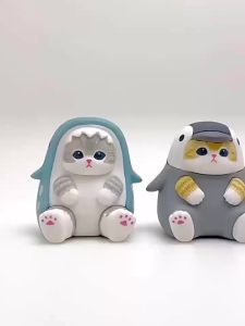 Spot Mofusand Cute Great White Shark Cat Doll Model Handmade Orca Cross Dressing Cat Car Desktop Decoration Surprise Gift