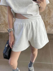 Quần Short Thể Thao Thường Ngày Màu Trắng Và Xám Cho Nữ Mùa Hè Bằng Cotton Nguyên Chất Cạp Chun Rộng Rãi Đa Năng Chữ a Quần Áo Nóng