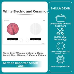 Energy-efficient Integrated Electric and Ceramic Stove 2 Burners