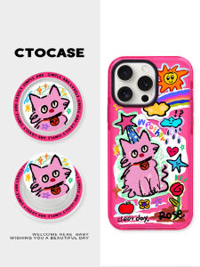 เคสโทรศัพท์แมวสีฟ้าใส่แม่เหล็ก ป้องกันการตกหล่น ดีไซน์การ์ตูนน่ารัก พร้อมแผ่นรองป้องกัน สำหรับ Apple 17Air 14 13 pro Max