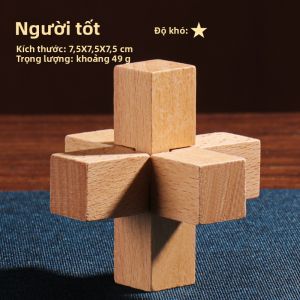 Jujube Gỗ 6 Thanh Kongming Khóa Luban Khóa Đuôi Rồng Dây Mở Khóa Đồ Chơi Thông Minh 9 Liên Kết Vòng Đồ Chơi Xếp Hình