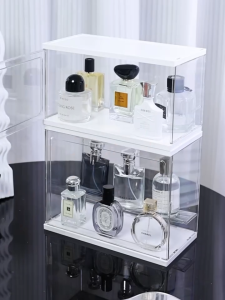 Transparent Desk Organizer Display Rack Dustproof Skin Care Lipstick Perfume Make Up Storage Box