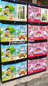 Lemari Plastik 3 4 Susun Tingkat Mini Karakter Doraemon Hello Kitty Karakter Full Kunci Cermin Rak Baju Pakaian Serbaguna Multifungsi Murah Kokoh Awet DVMK