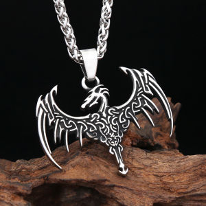 Vintage Viking Flying Dragon Pendant Necklaces For Man 316L Stainless Steel Nordic Animal Amulet Necklace Punk Jewelry Wholesale
