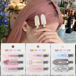 3pcs Korean Cute Seamless Hair Clip Set / Sweet Heart Rhinestone Side Bangs Hairpins / INS Candy Color Bangs Hair Clips / Makeup Hair Accessories Tools