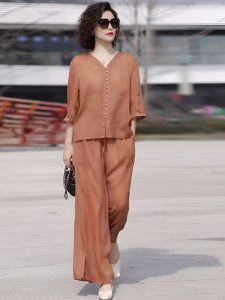 Shalldoer | Vintage V-Neck Cotton Linen Suit