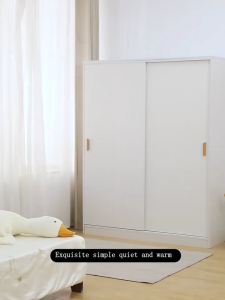 [On Hand] Nordic Luxury Sliding Door Wardrobe Cabinet 180cm Wood Furniture Wardrobe Organizer with Simple Assembly for Bedroom Clothes Storage