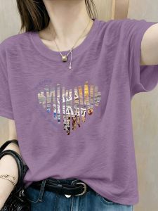 V.C.I | Purple Bamboo Jersey Ice Silk Printed T-Shirt