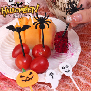 20Pcs Sáng Tạo Halloween nĩa ăn trái cây Nhựa ma bí ngô hình con dơi Ngã Ba Món Tráng Miệng Cocktail trang trí bánh Halloween tiệc tùng lễ hội Nguồn Cung Cấp