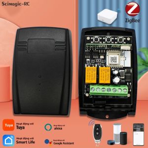 ZIGBEE 2CH Bộ Mở Cửa Nhà Để Xe Thông Minh Bộ Điều Khiển 433/433.92 MHz Bộ Thu Tín Hiệu 12V 24V 220V Tương Thích Với Tuya/Smart Life Alexa/Google Home