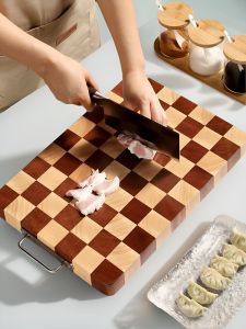 Antibacterial Thickened Rosewood Cutting Board Chinese Style Rectangle Kitchen Cooking Utensils Chessboard Pattern Chopping Board