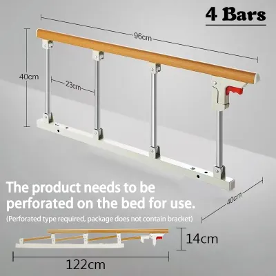 Bed fence No need for punching * Foldable bed railing Aluminum alloy safety protection baffle Suitable for infants and elderly patients Elderly bed armrest Help the elderly get up and prevent falls