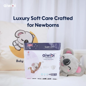 [Carton Box] Aiwibi Newborn Diapers 0-5kg Premium Comfort Soft U-Shape Absorbent 22x4 Packs