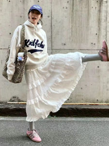 YIFANSHI | White Lace A-line Midi Skirt