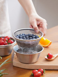 Mini Stainless Steel Drain Basket 304 ขนาดเล็ก ใช้ในครัวเรือน สำหรับล้างผลไม้ ล้างข้าว จานใส่อาหาร ของใช้ในครัวเรือน
