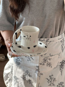 Hand-Painted Korean Style Ceramic Cat Paw Cup And Plate Birthday Gift for Classmates And Teachers Coffee Water Cup Cartoon Animal