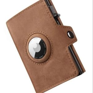 YATBEST Mens Leather Wallet With Coin Pocket AirTag Positioning Card Clip RFID Anti Magnetic Anti-Theft Card Swiping Bag