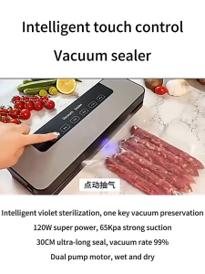 🔥Free 100 Bags🔥 Heavy Duty Vacuum Sealer for Wet and Dry Fresh Food Packaging with Built-in Cutter and UV Sterilizer 100KPa Vacuum Food Packaging Machine