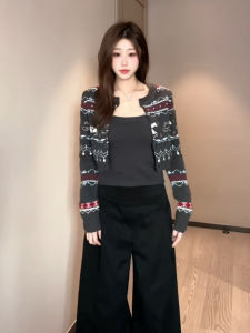 YUEZHONGWEI | Layered Wearable Grey Knit Sweater and Tank Top Set
