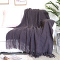 Nordic INS Pure Color Popular Homestay Casual Blanket Bed Tail Towel Tassel Blanket Decorative Sample Room Hotel Soft Blanket. 