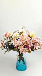 Bunga Aster Ulir Cabang 5 - bunga mawar daisy artificial plastik Imitasi Carnation untuk dekorasi wedding atau dekorasi pelaminan dan dekorasi kamar dekorasi rumah