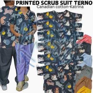 JRM Printed Scrub Suit Terno for men and women/Canadian cotton-Katrina/Medicalvet yaya uniforms