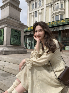 NIHAOKANONG | Đầm Hoa Velvet 3D Phong Cách Pháp Dáng Ôm
