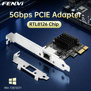 Fenvi | FENVI 5Gbps PCI-E To RJ45 Network Card RTL8126 100Mbps/1G/2.5G/5G Gigabit Ethernet PCIE Wlan Adapter 5000Mbps 5Gbps For PC Win10