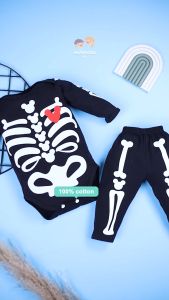 Ermon Baby - Jumper Bayi Laki Laki Perempuan Jumper Baby Cowok Cewek Lucu Karakter Mickey Mouse Tulang halloween + Celana Usia 0 - 12 Bulan