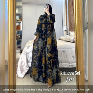 (ready) princess set akar jilbab gamis syari baju muslim wanita