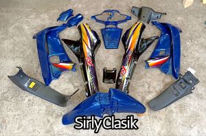 Cover Body Fullset Halus Kasar Honda Supra Fit Lama 2003 s/d 2005 Warna Biru Hitam