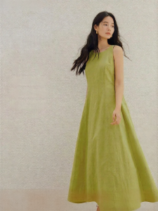 INMAN | Sleeveless Waist-cinching Dress Split Long Skirt