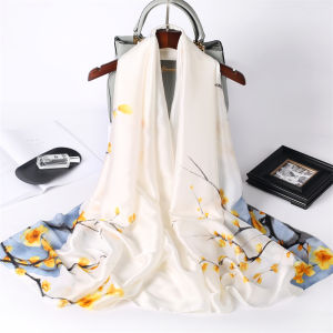 Hebe Style Womens Scarf Fashionable Autumn Winter Warmth Floral Print Silk Rectangle Versatile Moms Wrap Shoulder Shawl