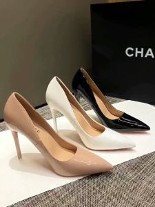 Wsanice Elegant Pointed Leather Heel Stiletto Korean Fashion High Heels for Women