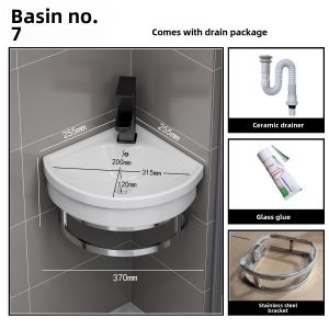 Triangle Wall-Mounted Washbasin Corner/Clockwise/Right Angle Bathroom Furniture Ceramic Material Single Hole Opening