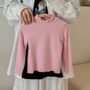 Girl Half Turtleneck Bottoming Shirt Spring and Autumn Winter Clothing Childrens Long Johns Top Pure Cotton Long Sleeves Baby Cotton Sweater Girl Tops