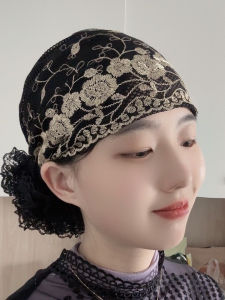 หมวกผ้าไหมพิมพ์ลายดอกไม้สไตล์ใหม่ฤดูใบไม้ผลิและฤดูร้อนสำหรับผู้หญิง หมวกผ้าไนลอนทรงกลมสำหรับสวมหัวแบบลำลอง