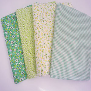 Green Floral Pure Cotton Plain Weave Fabric Hand Sewn DIY Home Textile Fabric TJ22190