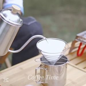 กาต้มน้ำ กาดริปกาแฟ กาดริป ชุดดริปกาแฟ แค้มป์ปิ้ง กาต้มน้ำสแตนเลส 304 +ด้ามจับไม้แท้ 650 ml สินค้าส่งจากไทย