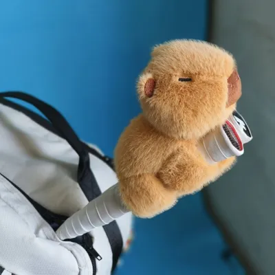 Cute Cartoon Capybara Badminton Racket Grip Decorative Handle Cover Plush Doll Figure Toy Creative Sports Fitness Fans Supplies