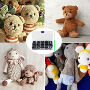 566PCS Safety Eyes and Noses Stuffed Crochet Eyes with Washers Craft Doll Eyes and Nose for Teddy Bear Crochet Toy Jewelry DIY