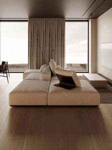 Italian Minimalist Back to Back Large Flat Layer Living Room Poliform Double Side Island Module Bean Block Sofa Combination