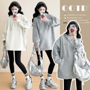 Casual Loose Maternity Hoodie Stylish Embroidered Sweatshirt
