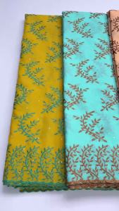 Luxury Black Gold African Cotton Lace Fabric Embroidered Leaf Vine Swiss Voile Lace Material For Women Clothing Craft