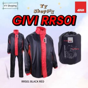 GIVI RIDER TECH RRS01 RAINCOAT BAJU HUJAN M L XL 2XL 3XL TEBAL 2 LAYER ZIP REFLECTIVE STRIPE BLUE RED