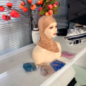 Solid Color Jumpsuit Hat Muslim Full Caps Underscarf Hijab Women Stretch Bornet Solid Color Cap Inside